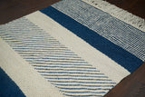 Bohemian blue wool rug corner detail