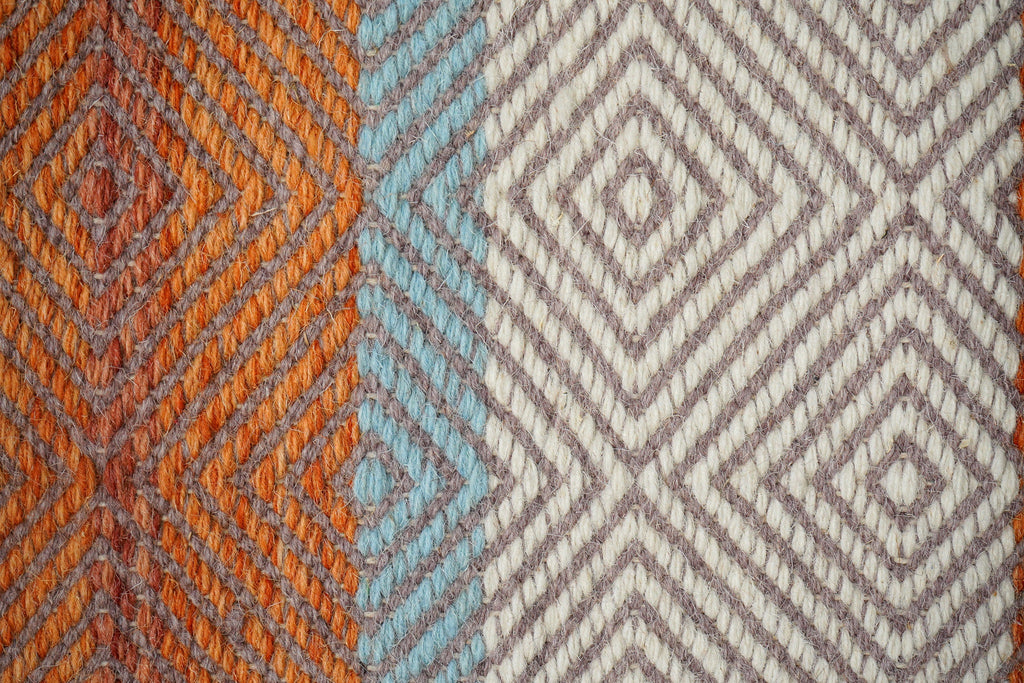 Bohemian striped Orange Kilim Rug - Hand woven, Modern, Abstract, Flat weave rug, Custom made