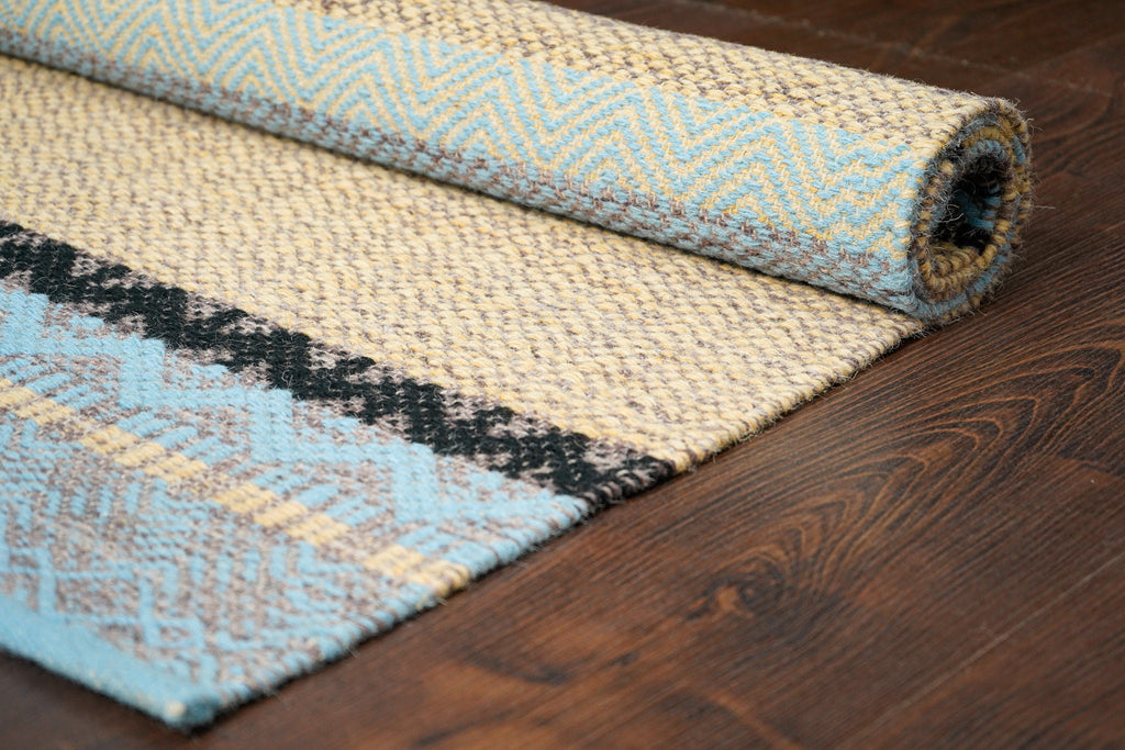 Modern Textured Premium wool Rug - Handmade striped Bohemian rug , flat weave, Indoor, Custom made