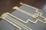 Gray wool rug pile close-up