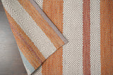 Orange wool rug placed under furniture in room