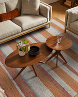Striped orange wool kilim rug flat view