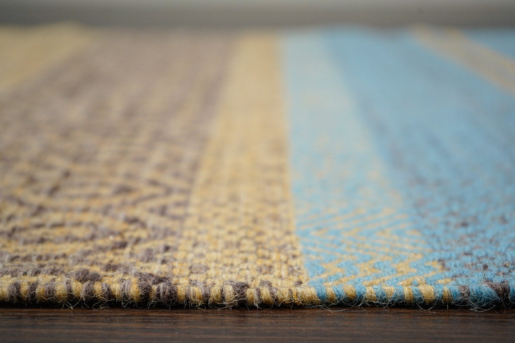 Modern Textured Premium wool Rug - Handmade striped Bohemian rug , flat weave, Indoor, Custom made