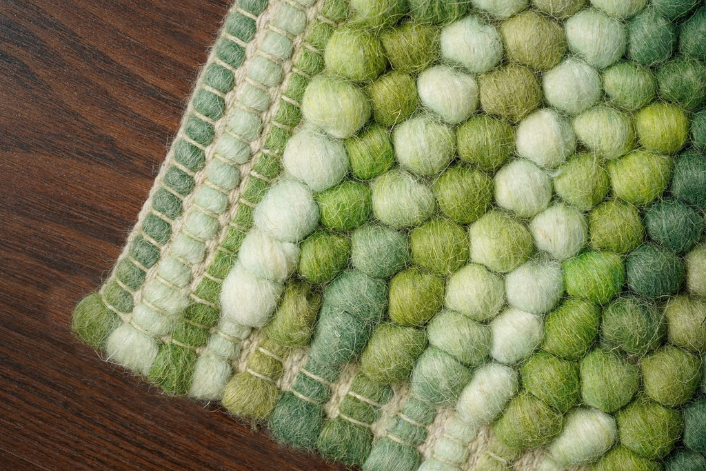 Blended Green Chunky Looped Wool rug - Scandinavian Hand made fluffy wool area rug - Premium wool, Personalised Room Rug, Custom made