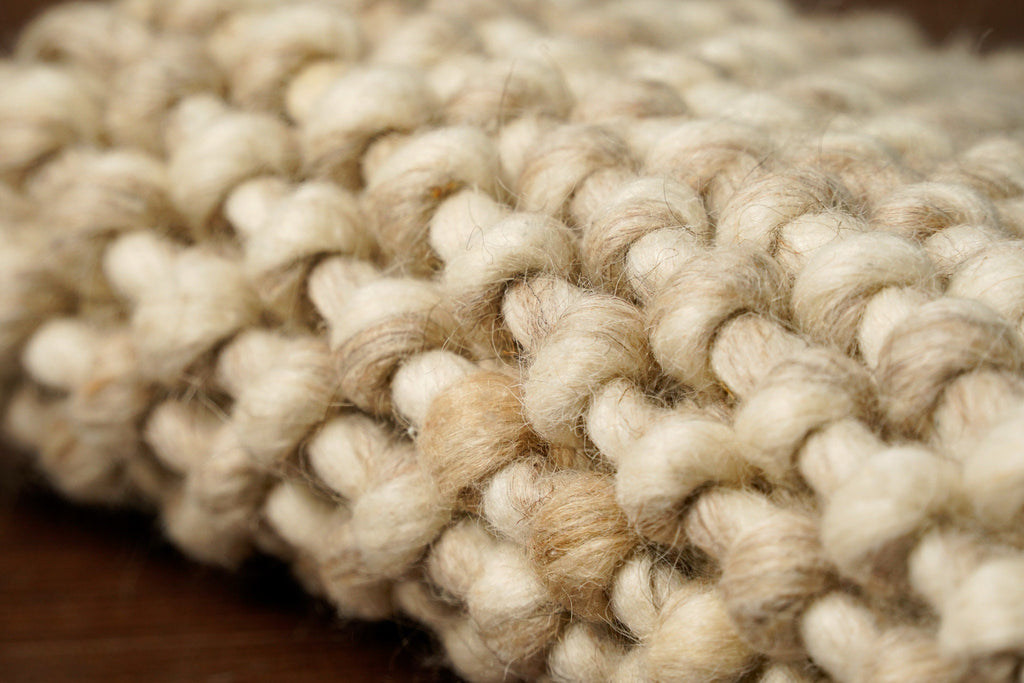 Hand knitted Beige Mix Blended Wool Area rug, Chunky Basket weave indoor Beige wool rug, Custom made Room Rug