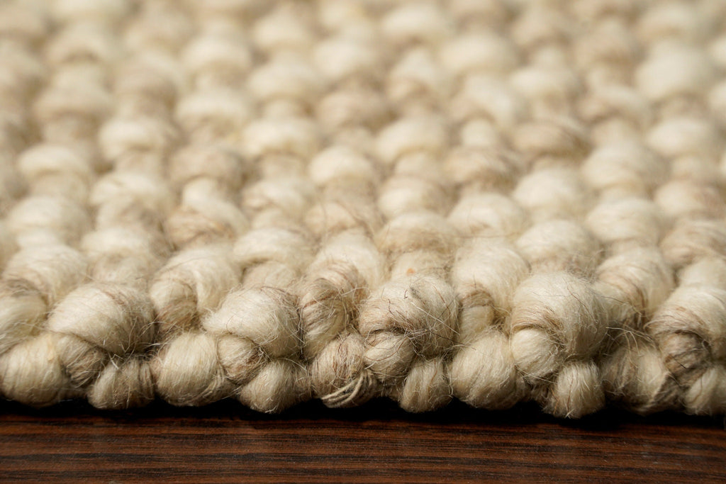 Hand knitted Beige Mix Blended Wool Area rug, Chunky Basket weave indoor Beige wool rug, Custom made Room Rug