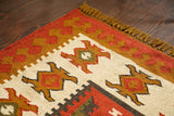 Southwestern red kilim rug texture close-up
