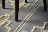 Gray wool rug tassel and fringe detail