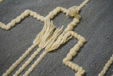 Close-up of gray rug tribal geometric pattern