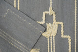Gray wool rug texture close-up