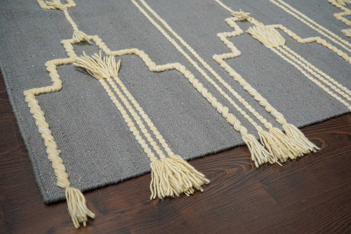 Gray bohemian rug in bedroom setting