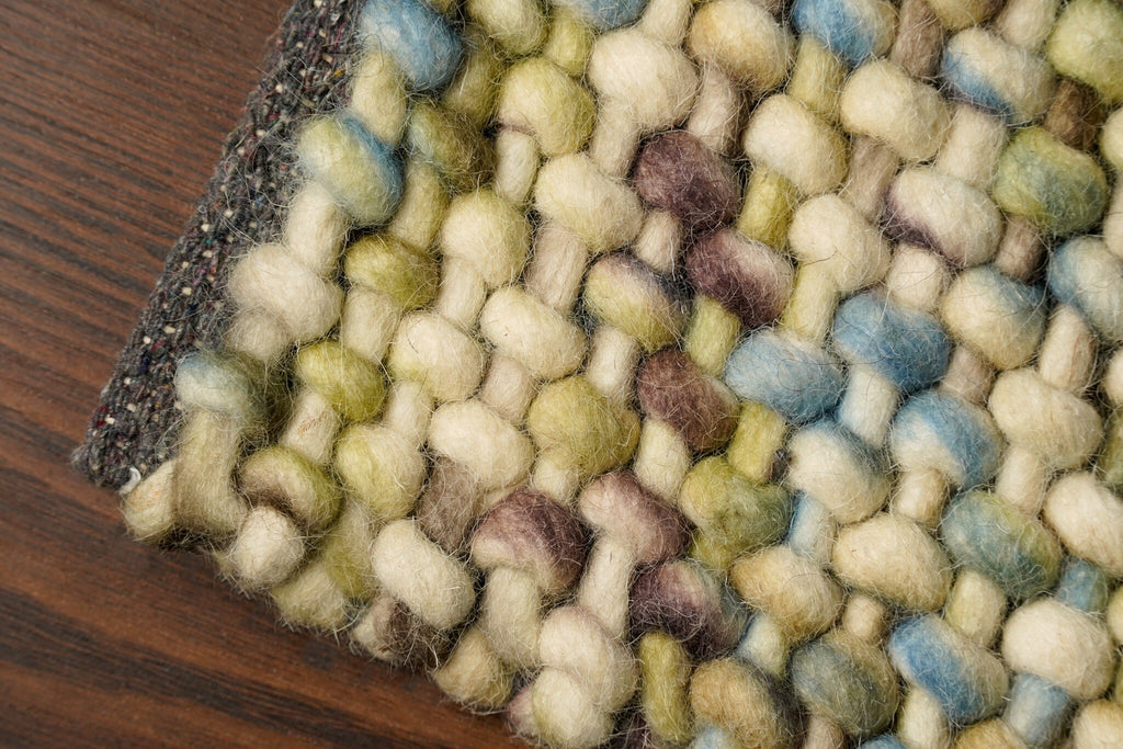 Multi Color Blended Custom made Wool Area rug, Chunky Knitted, Basket weave, indoor wool rug, Custom made Room Rug