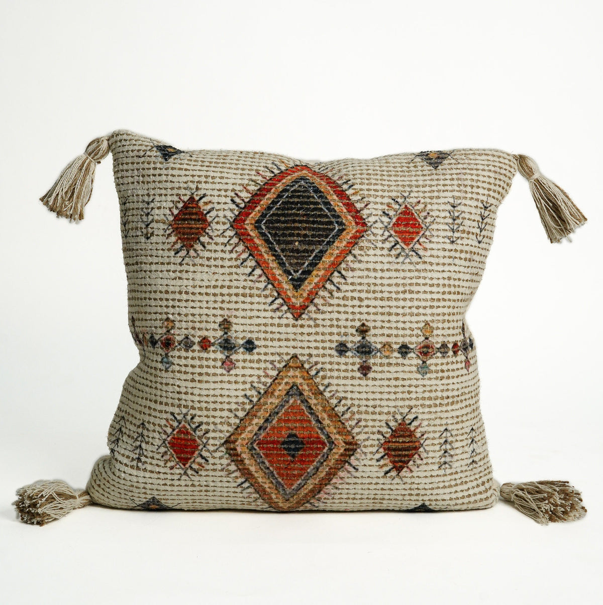 Close-up of jute chenille cushion texture