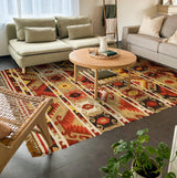 Kilim rug shown in bedroom setting with natural light