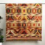 Navajo style wool jute kilim rug flat lay showing pattern