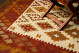 Close-up of kilim rug flat weave texture