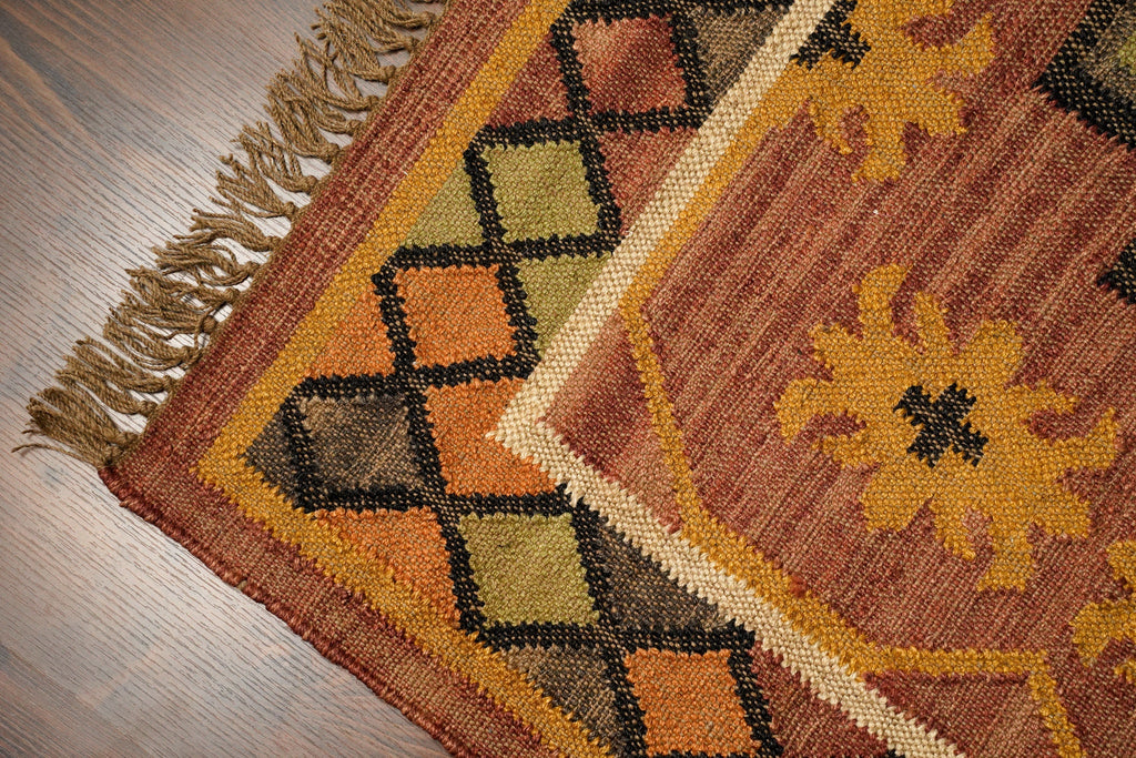 Navajo Inspired bohemian wool jute southwestern antique decor kilim rug, Aztec Rug, custom made