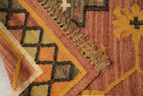 Navajo kilim rug fold and fringe detail