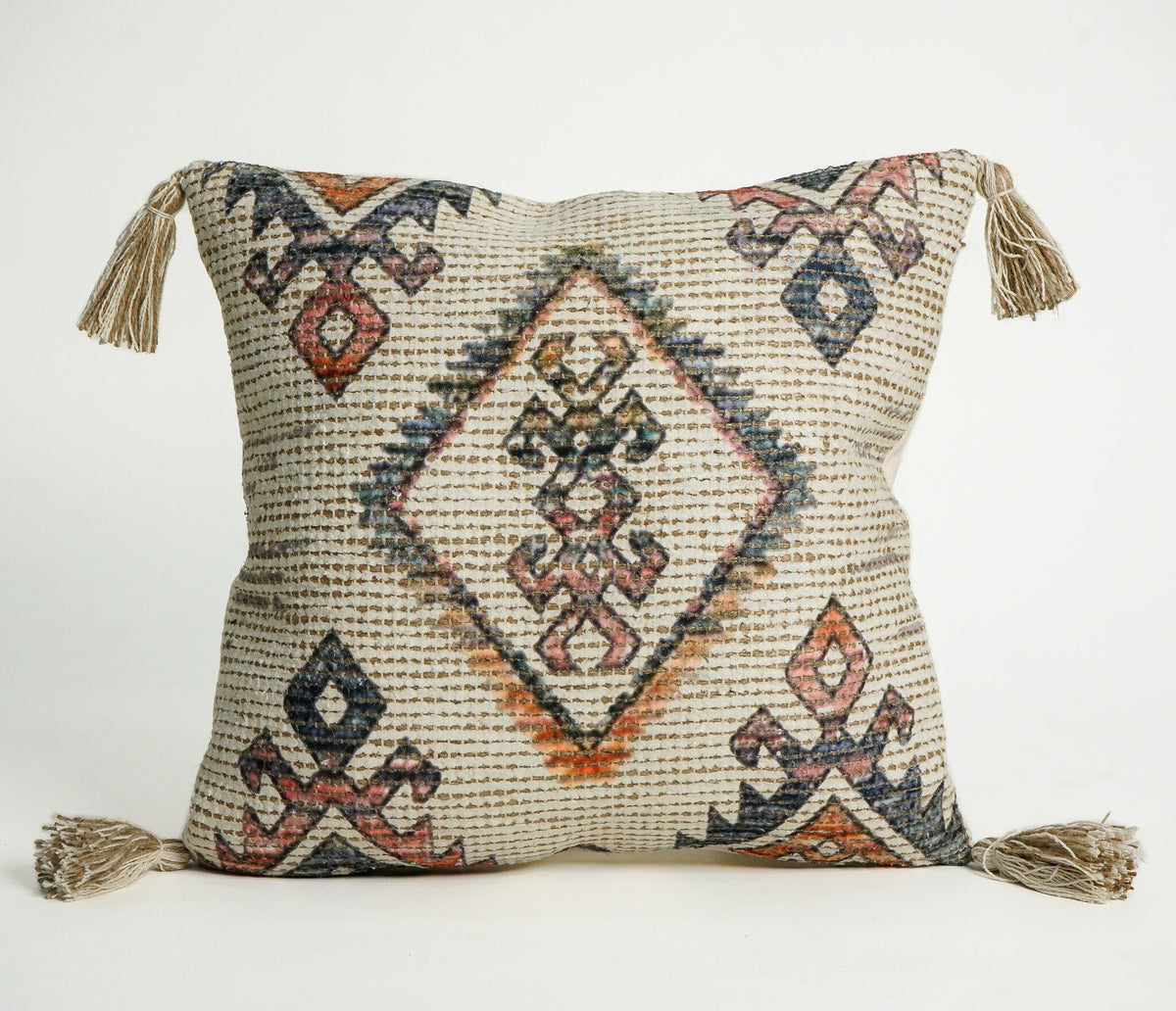 Cushion cover corner view showing weave detail