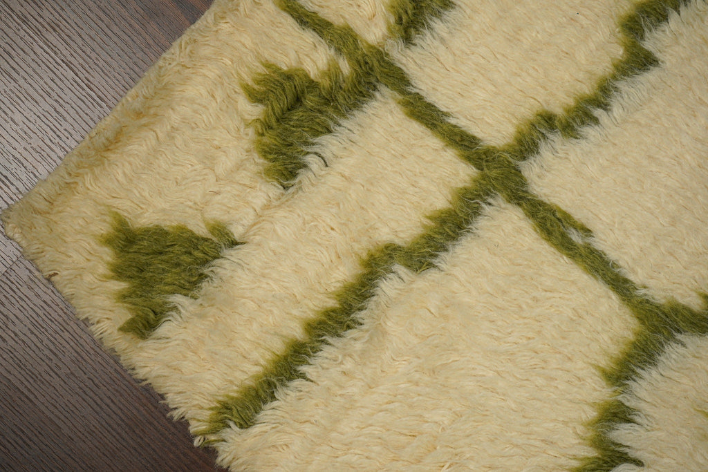 Abstract Tribal Green Berber Style Premium Moroccan Rug - Hand knotted Modern Bohemian Home decor Wool Area Rug - Customization available