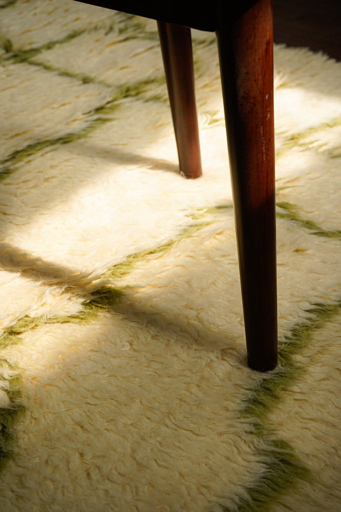 Abstract Tribal Green Berber Style Premium Moroccan Rug - Hand knotted Modern Bohemian Home decor Wool Area Rug - Customization available