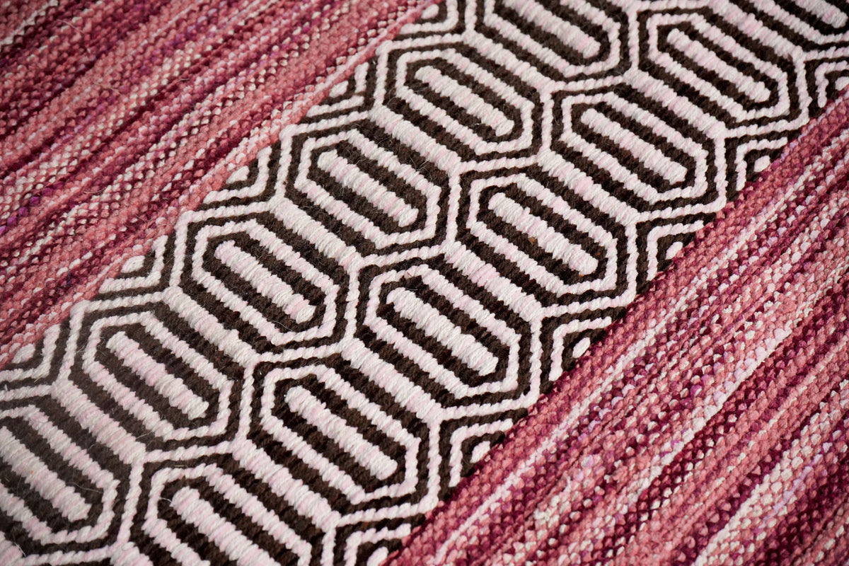 Chenille rug texture close-up showing diamond motif