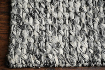 Handwoven Grey Mixture Loop Chunky wool Rug, Modern Scandinavian decor rug, Custom made in all sizes