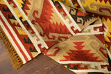 Tribal pattern detail on wool jute kilim rug