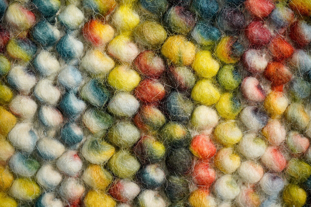 Rainbow Chunky Wool loop rug Hand Knotted, Multi coloured, Soft, Funky Rug, Customization available