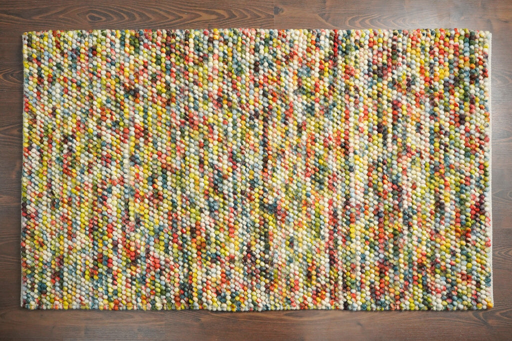 Rainbow Chunky Wool loop rug Hand Knotted, Multi coloured, Soft, Funky Rug, Customization available