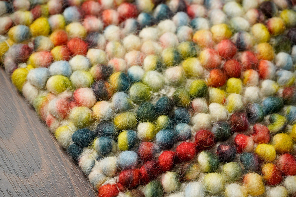 Rainbow Chunky Wool loop rug Hand Knotted, Multi coloured, Soft, Funky Rug, Customization available