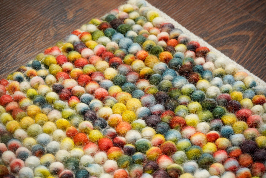Rainbow Chunky Wool loop rug Hand Knotted, Multi coloured, Soft, Funky Rug, Customization available