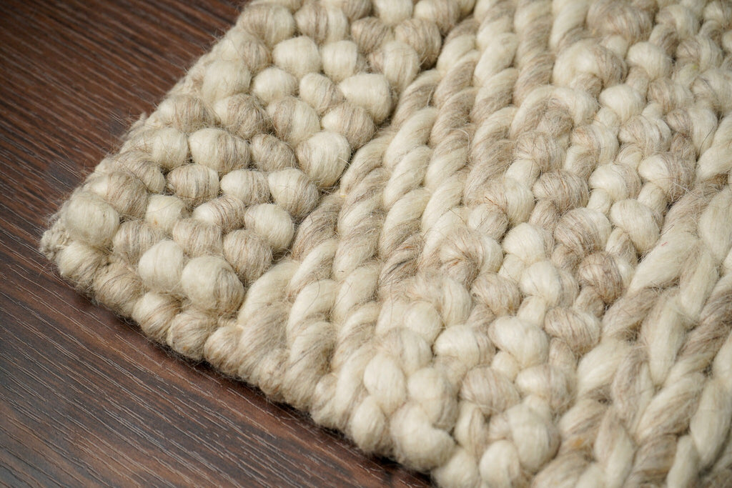 Handwoven Multi Patterned Chunky Scandinavian decor Indoor Wool Rug - Beige & cream, Customization available