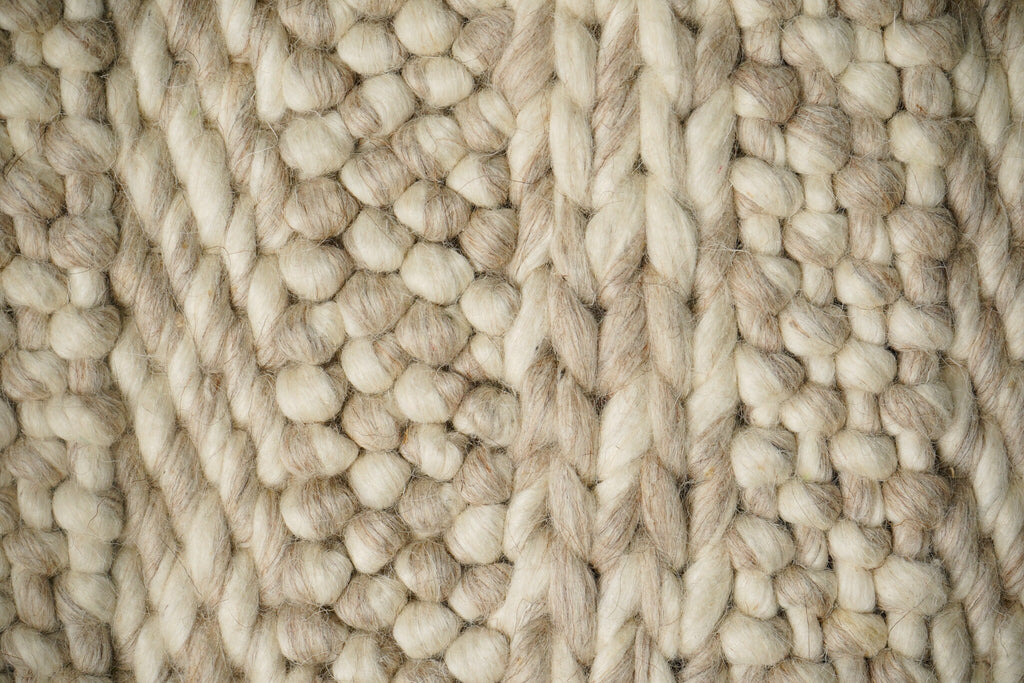 Handwoven Multi Patterned Chunky Scandinavian decor Indoor Wool Rug - Beige & cream, Customization available