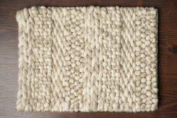 Handwoven Multi Patterned Chunky Scandinavian decor Indoor Wool Rug - Beige & cream, Customization available