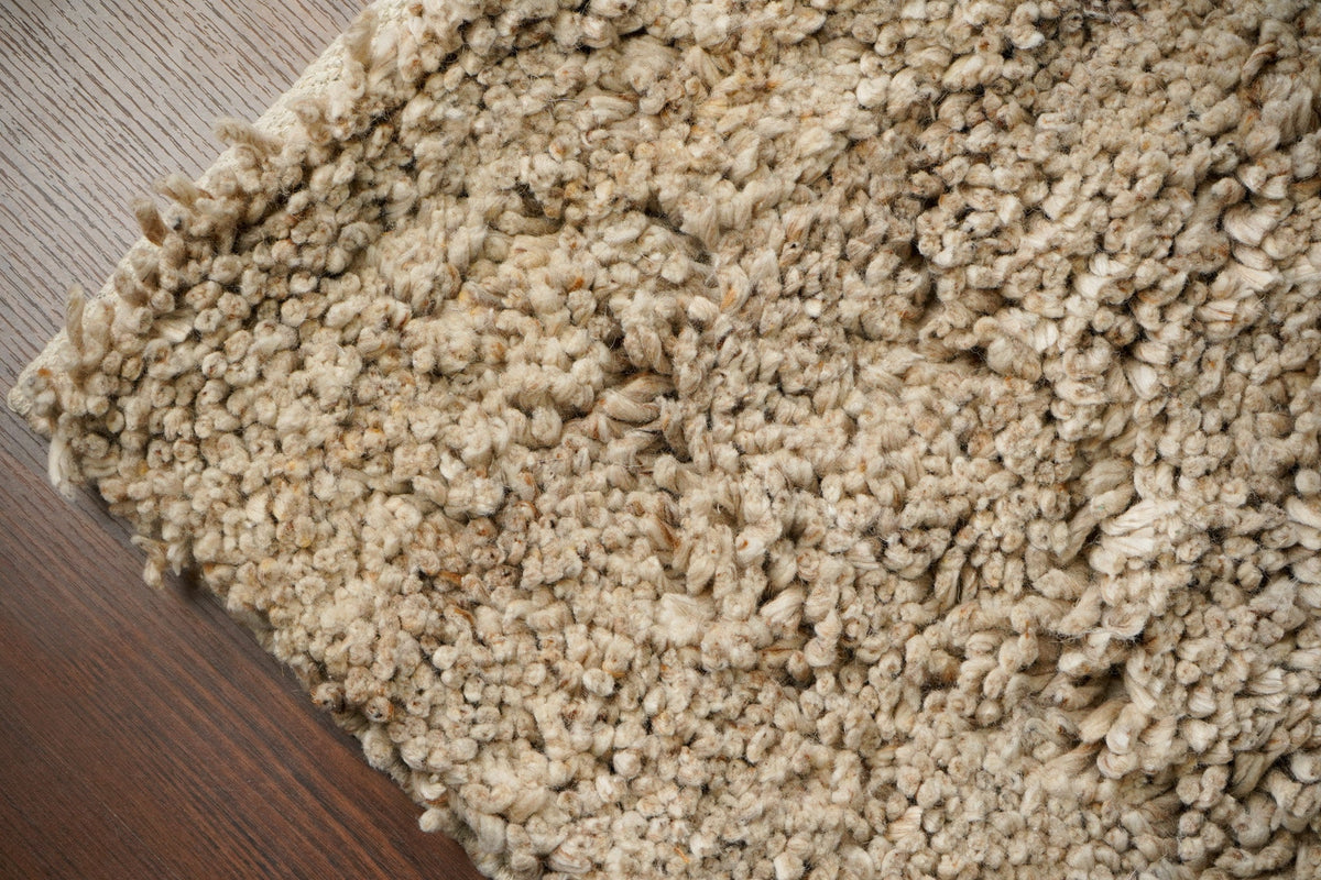 Shaggy wool rug in cozy styled room