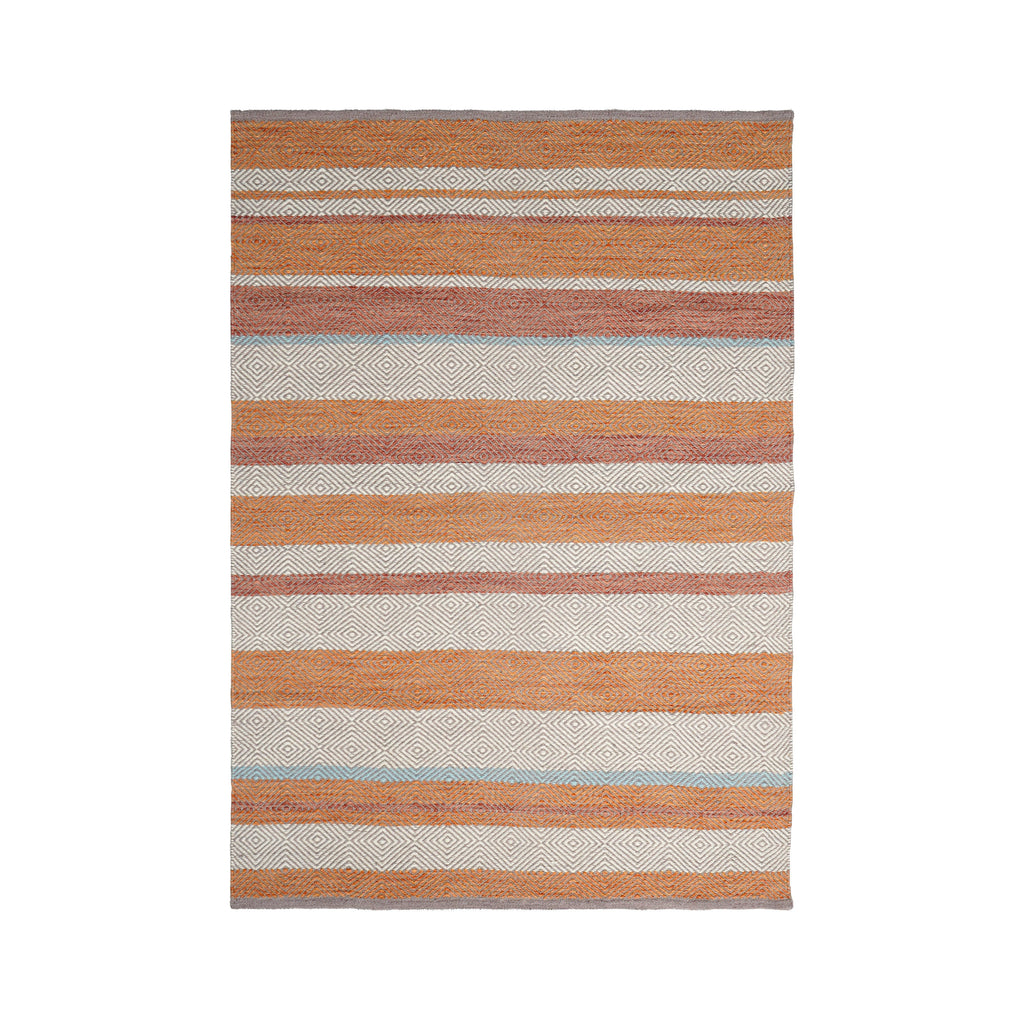 Bohemian striped Orange Kilim Rug - Hand woven, Modern, Abstract, Flat weave rug, Custom made