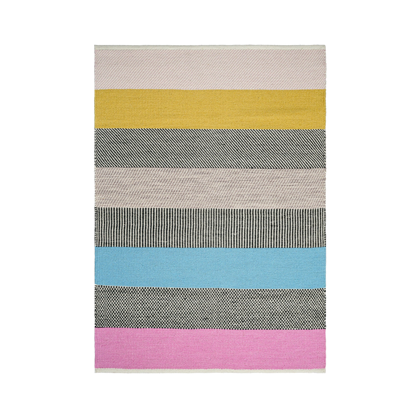 Rainbow striped wool kilim rug flat view