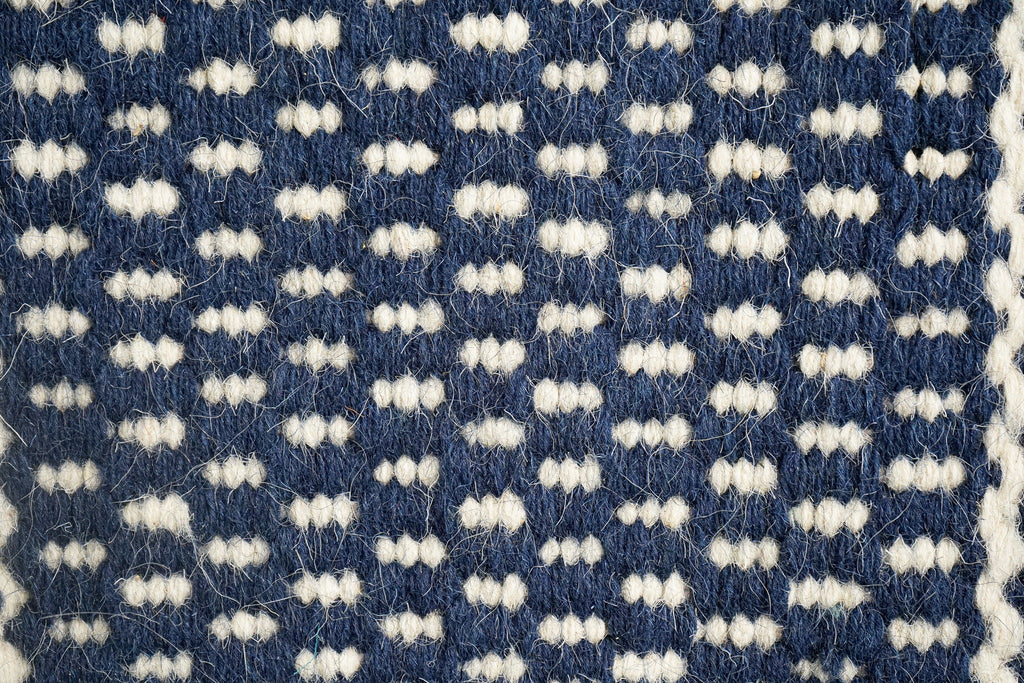 Handwoven Blue Geometric Flat Weave Modern Boho wool Area Rug , Customization available