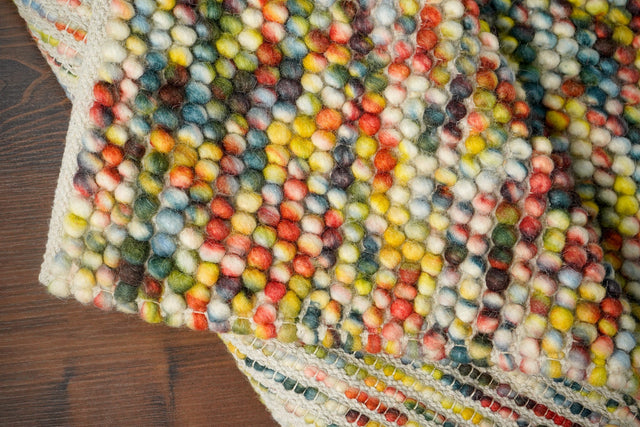 Rainbow rug styled in living room