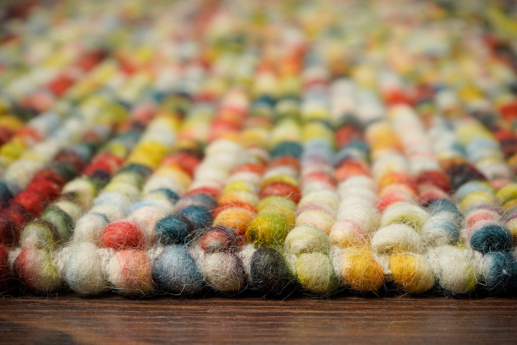 Rainbow Chunky Wool loop rug Hand Knotted, Multi coloured, Soft, Funky Rug, Customization available