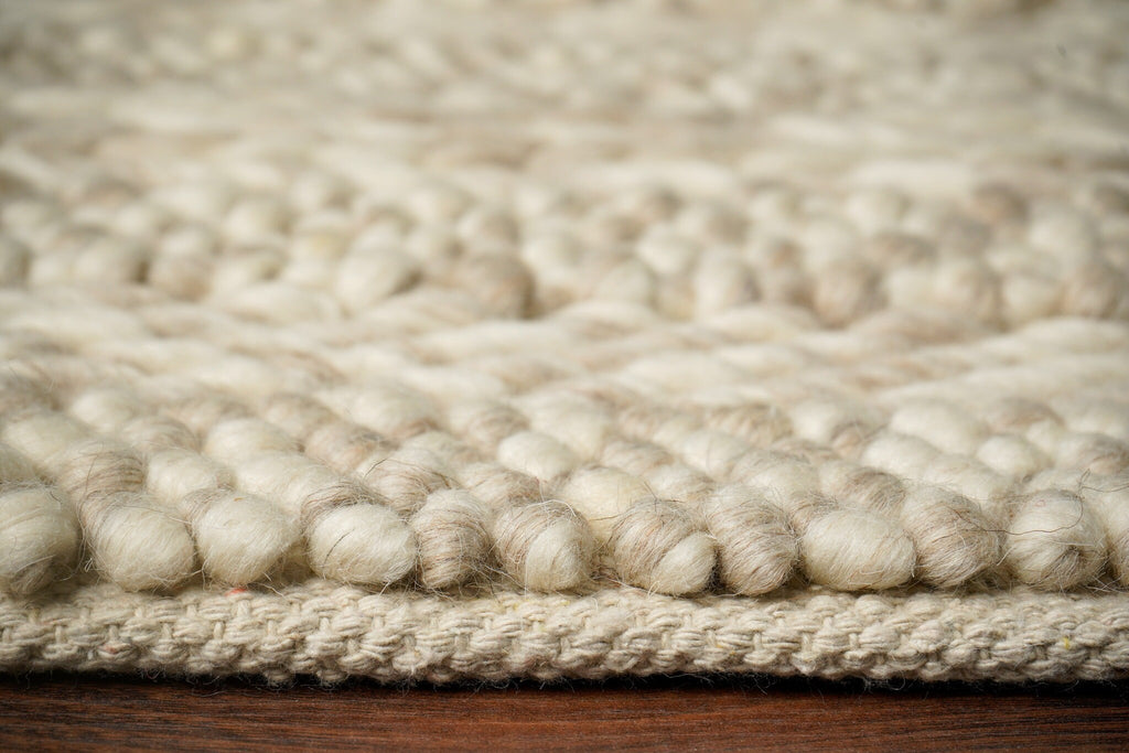 Handwoven Multi Patterned Chunky Scandinavian decor Indoor Wool Rug - Beige & cream, Customization available