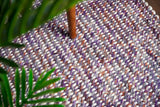 Purple chunky loop wool rug, flat lay view