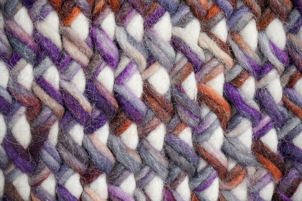 Hand woven Purple Chunky Loop Indoor Wool Rug, Handmade Cozy Felted wool Rug, High Pile, Custom made in all sizes