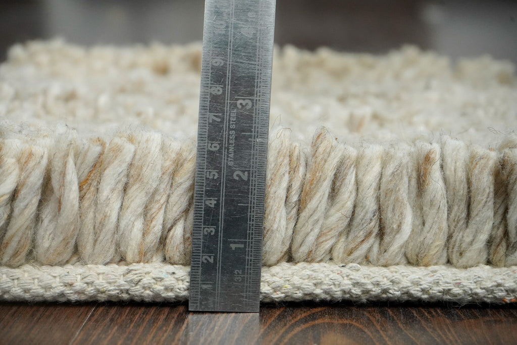 Hand Knotted Natural Beige Shaggy Wool Rug, Custom made Scandinavian Shag Rug, Premium soft wool, cozy, Indoor rug, Customization available