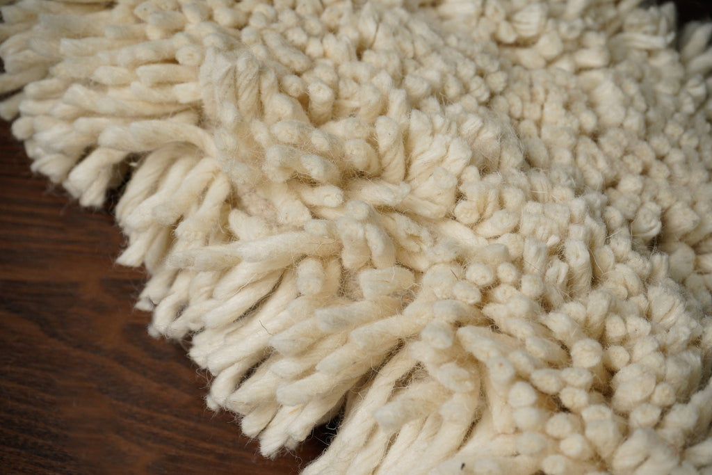 Natural Ivory Shag Rug - Hand knotted, Cozy Felted Indoor wool Area Rug, Soft premium wool, Custom made