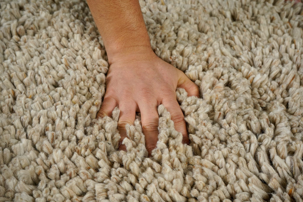 Hand Knotted Natural Beige Shaggy Wool Rug, Custom made Scandinavian Shag Rug, Premium soft wool, cozy, Indoor rug, Customization available