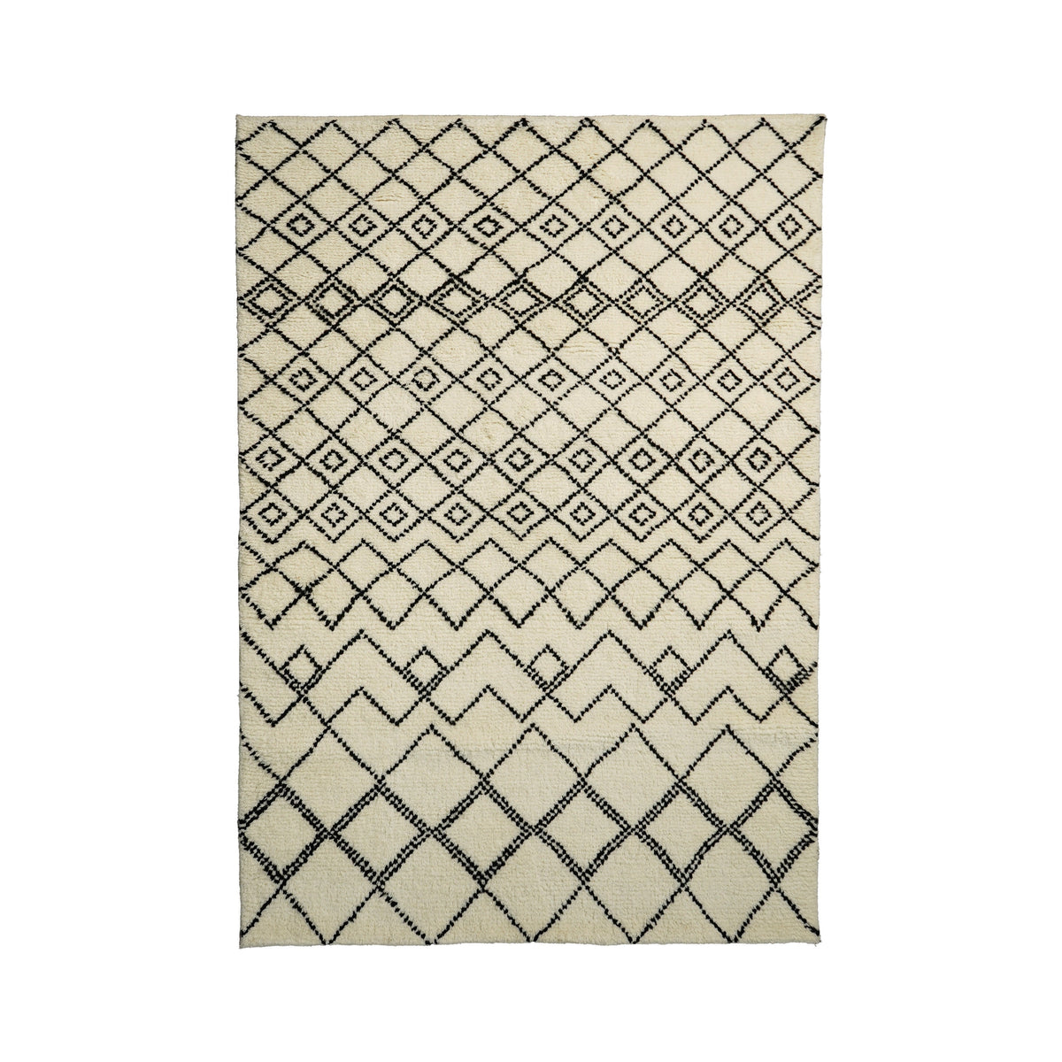 Ivory Berber wool rug, flat lay view