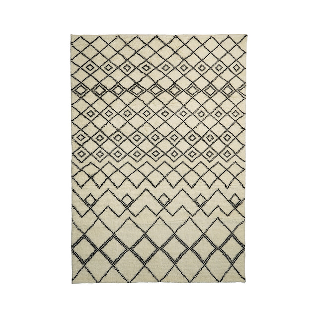 Ivory Berber wool rug, flat lay view