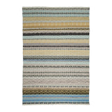 Multi striped wool kilim rug flat view showing stripe pattern